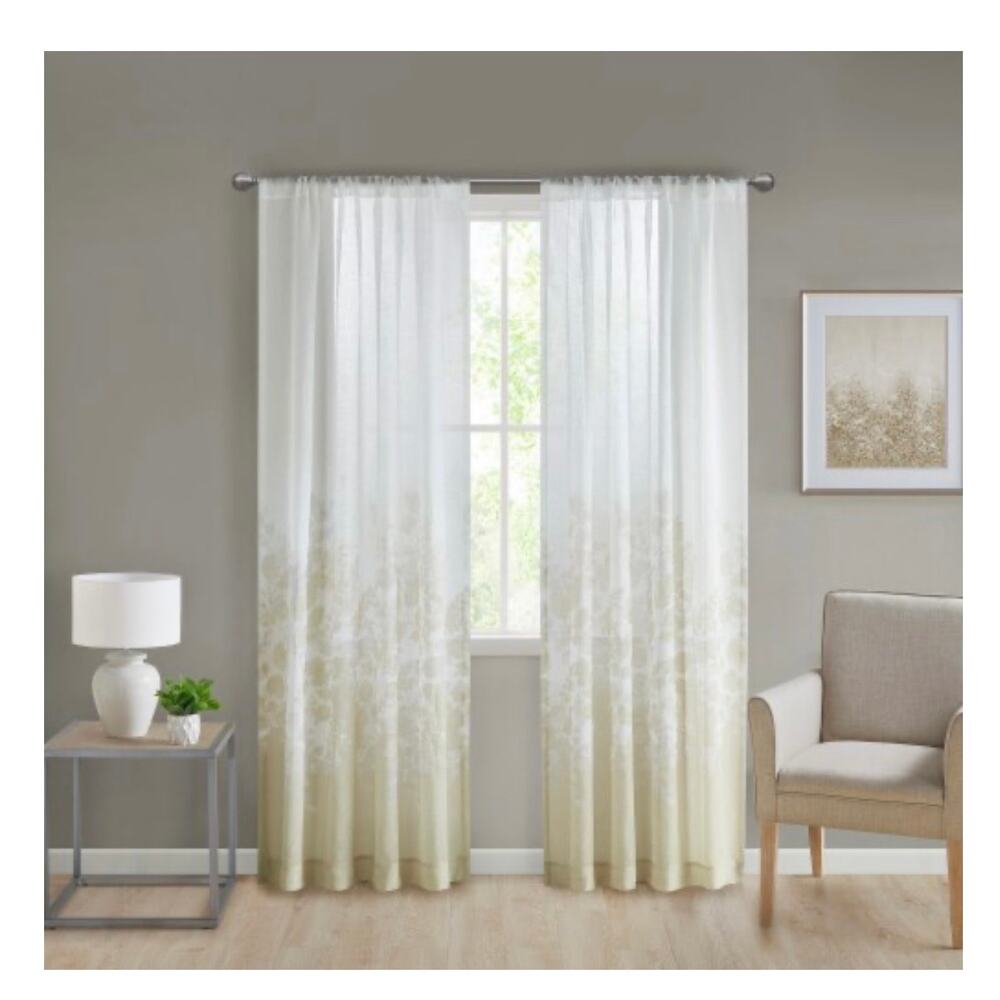 Urban Habitat Kimball Print Sheer Curtains - Taupe 1 Panel 50 x 63 inches
